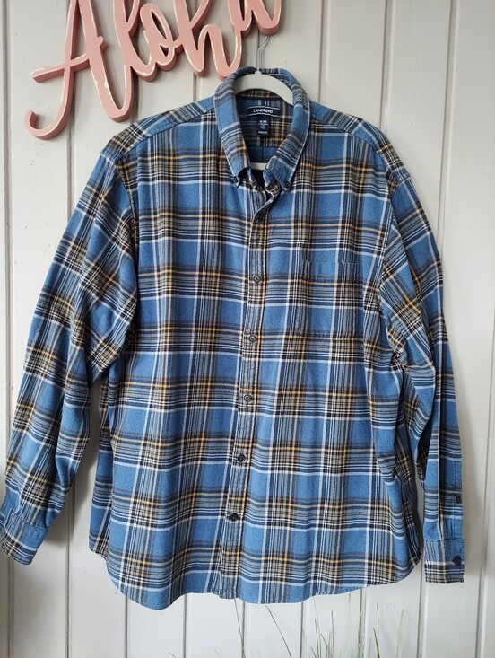 Lands' End Other - Lands' End Men's Blue Plaid Flannel Shirt XXL 18-18 1/2